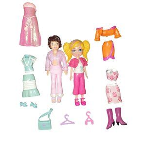 Vtg Polly Pocket Dolls Colors of the Rainbow Outfits Shoes Hangers 25 Pc P21